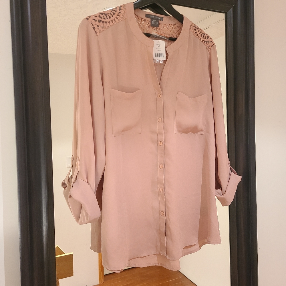 Blush lace blouse